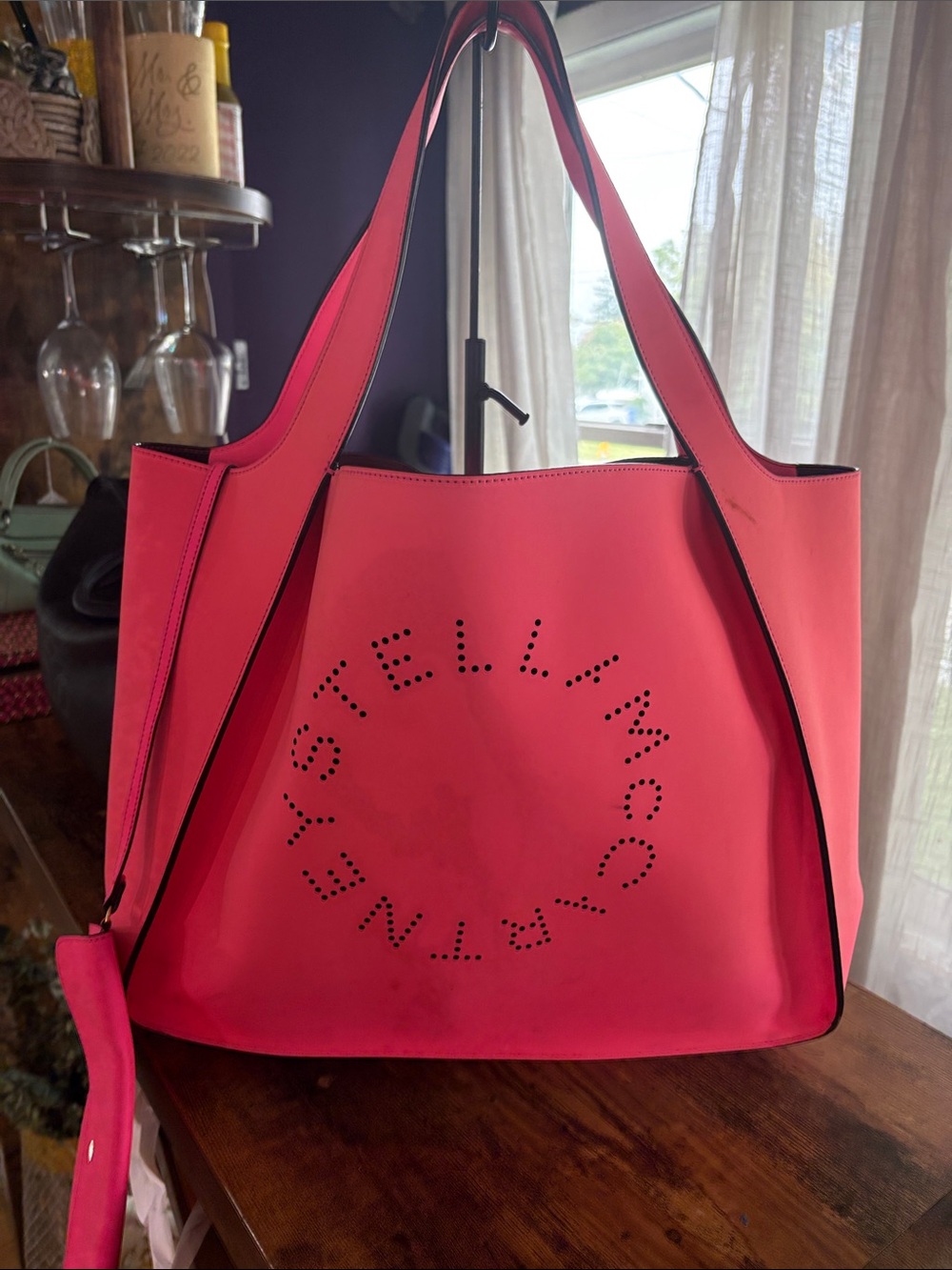 Stella McCartney Hot Pink Perforated Logo Tote